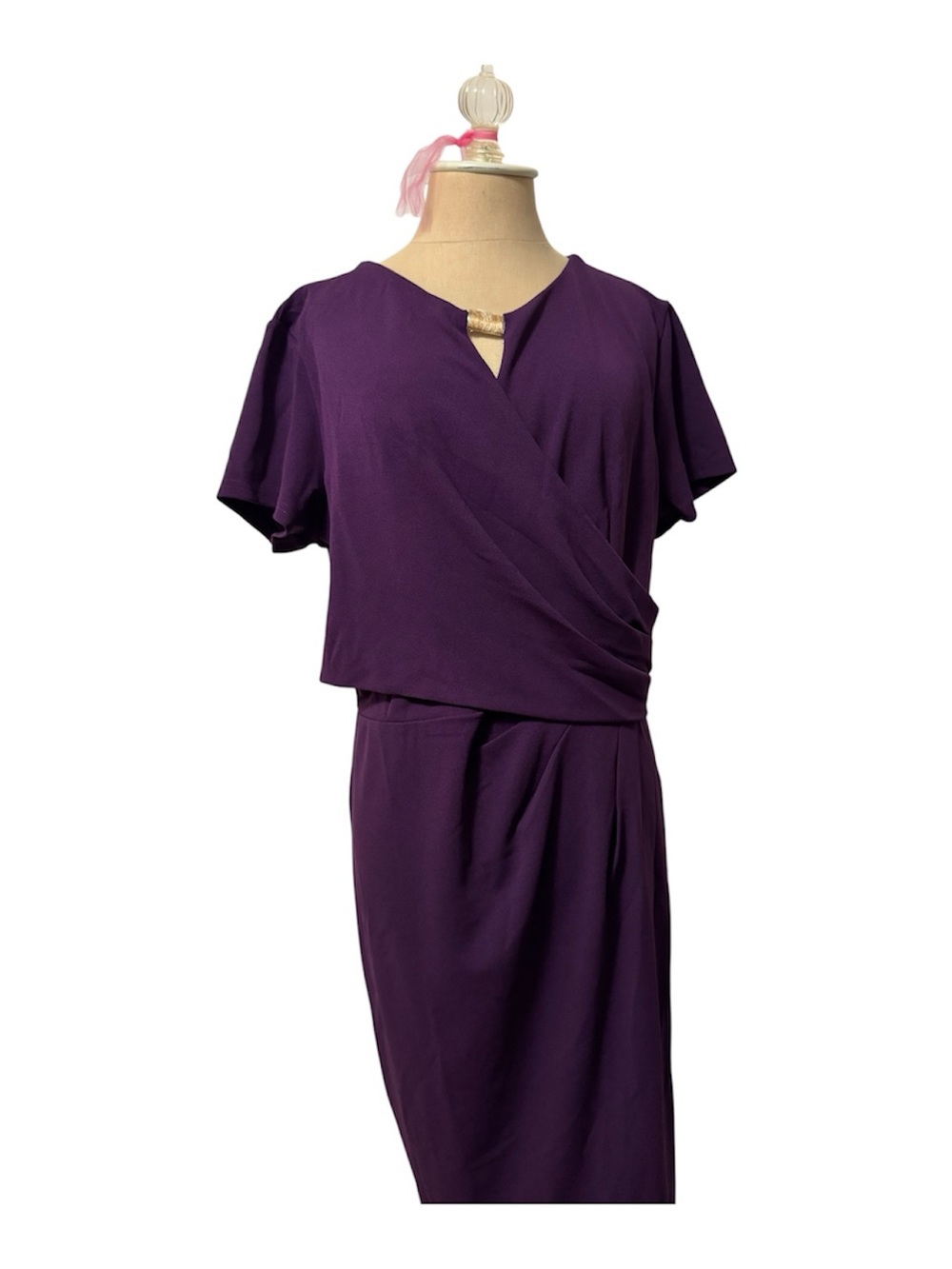 Aisize Classic Purple Wrap-Style Women's Dress Size XXL